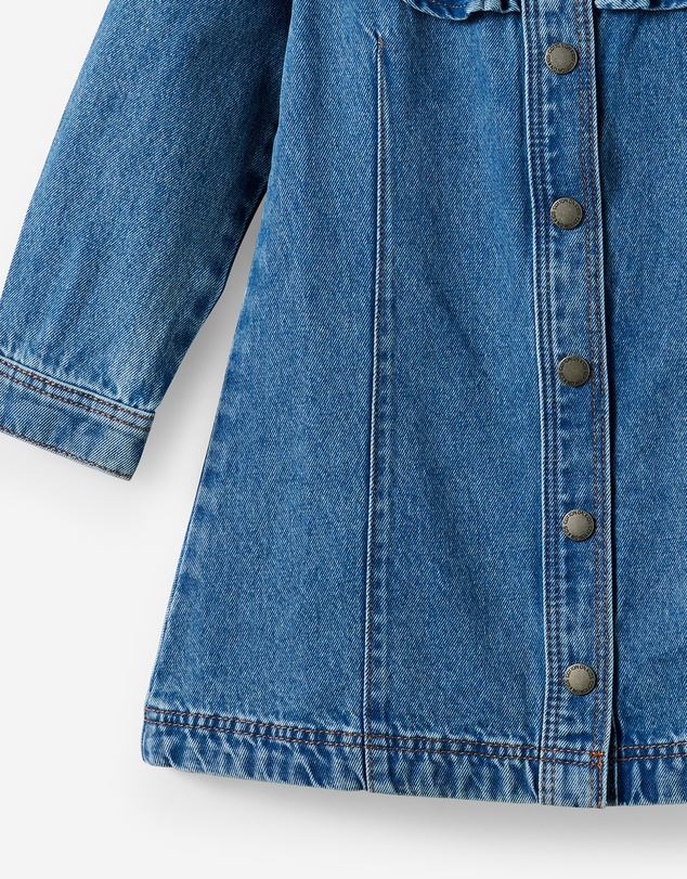 Cotton On Kids - Long Sleeve Denim Ruffle Dress