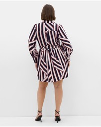 City Chic - Plus size Timeless Stripe Mini Dress - bone