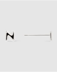 Wanderlust + Co - Alphabet Bubble Silver Stud Earrings - Letter N
