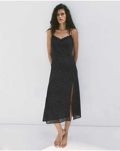 M.N.G - Polka Dot Dress with Lace Trim