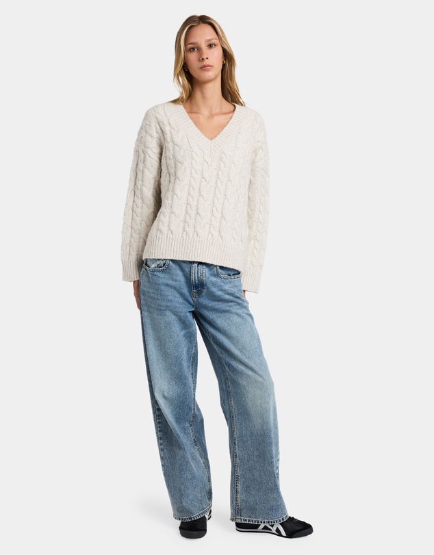 RVCA - Womens Cable V Neck Sweater