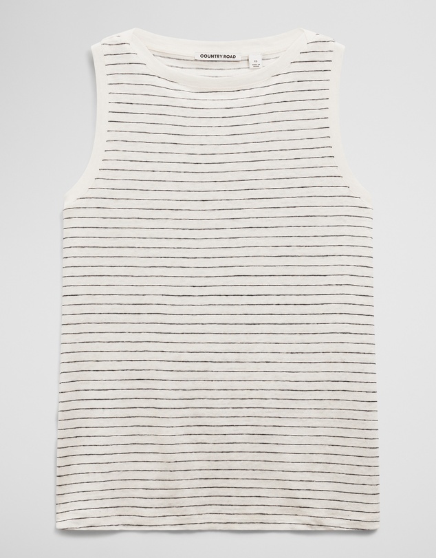 Country Road - Stripe Linen Boat Neck Tank