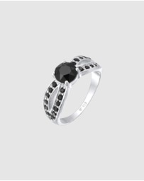 Elli Jewelry - Ring Solitaire Glamorous with Crystal Black in 925 Sterling Silver