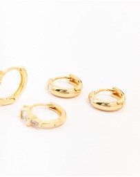 Lovisa - Gold Plated Brass Boho Baguette Earring 3-Pack