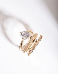 Lovisa - Gold Round Cubic Zirconia Ring Stack