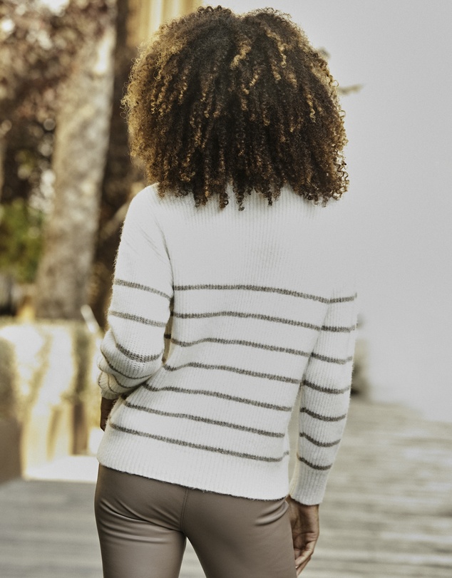 Sosandar - Stripe Quarter Zip Jumper
