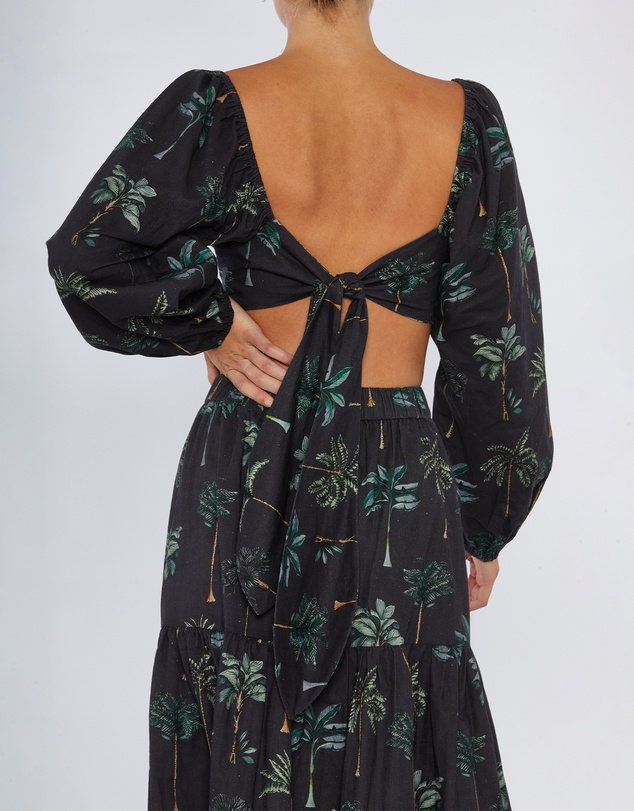 Amelius - Palmira Linen Tie-Back Crop Top