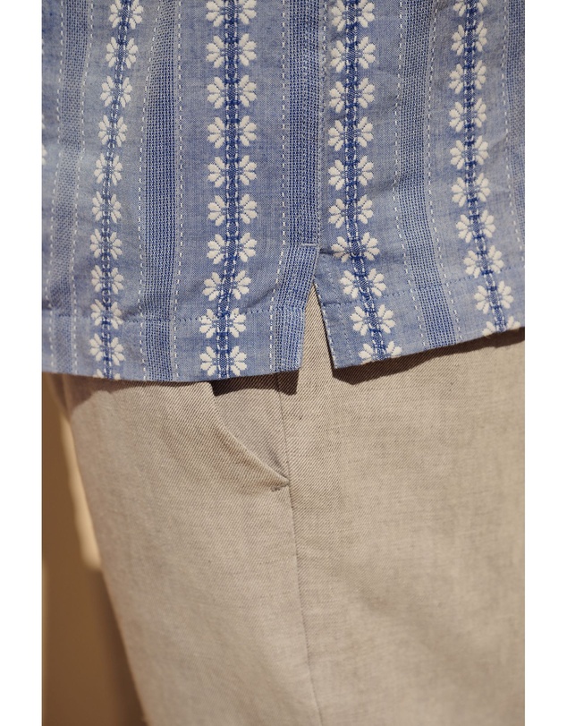 NEXT - Textured Stripe 100% Cotton Short Sleeve Shirt