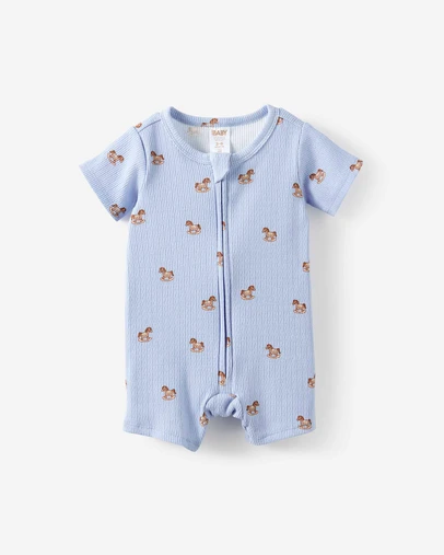 Cotton On Kids - Littlie Organic Short Sleeve Zip Romper
