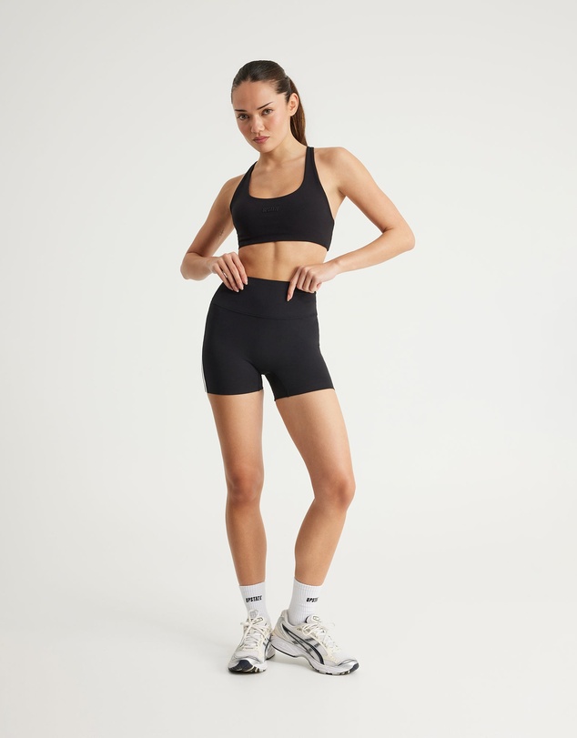 Upstate - Air Sculpt Stripe Bike Short 4 Inch - Black/Vintage White