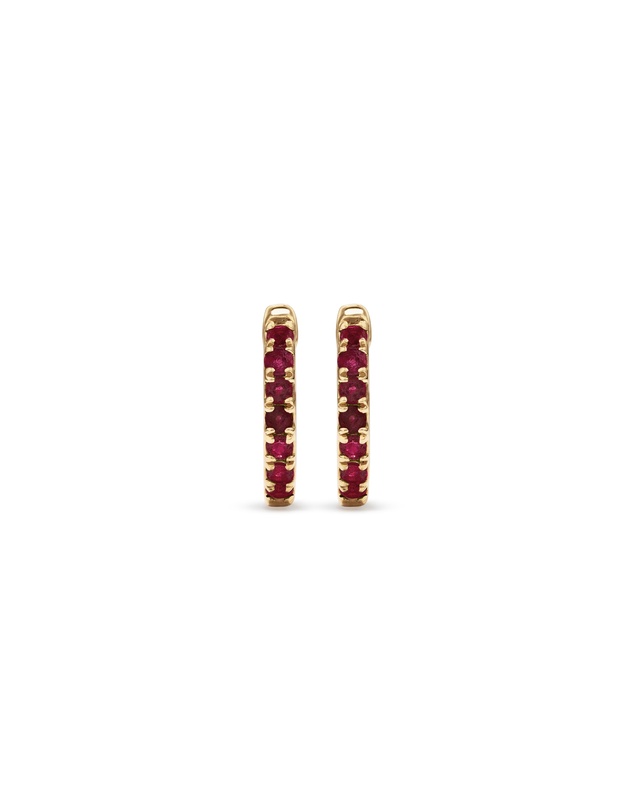 Michael Hill - Ruby Huggie Hoop Earrings in 10kt Yellow Gold