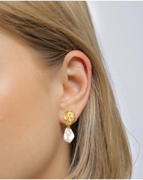 Elli Jewelry - Earrings Stud Shell Pearl 925 Sterling Silver Gold-Plated