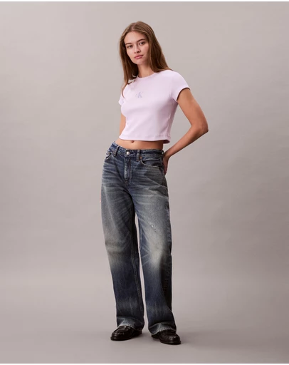 Calvin Klein Jeans - Monogram Logo Ribbed Baby Tee