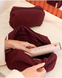 Sky Gazer - Luxe Quilted Make-Up & Toiletry Bag Set (Burgundy)