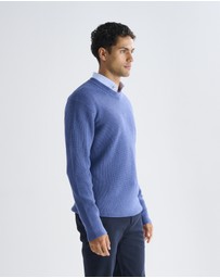 3 Wise Men - 3 Wise Men Drake Crew Neck Wool Blend Knit - Vintage Blue