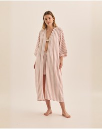Gingerlilly - Sunny Pink Stripe Linen Robe