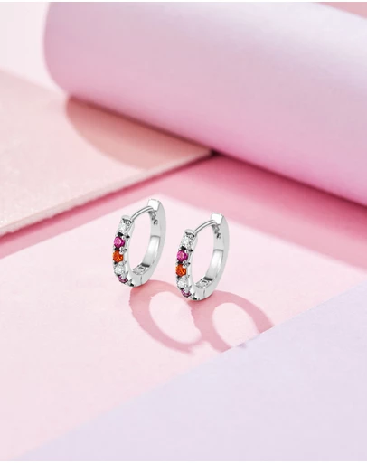 Mestige Kids - Vibrant Mini Hoops - Silver Plated