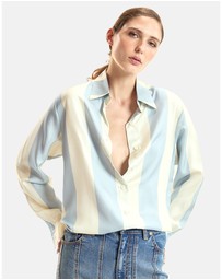 Cynthia Rowley - Silk Striped Button-Up Shirt