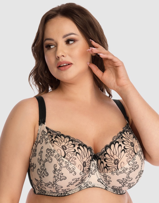 Nessa - Tatuaz Unlined Embroidered Large Cup Wired Bra