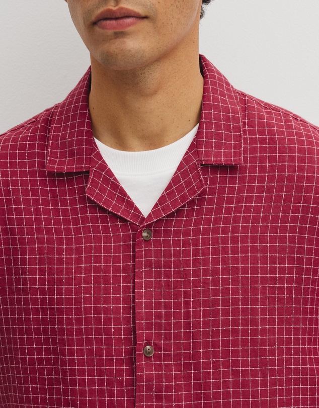 Country Road - Relaxed Fit Short Sleeve Linen Blend Check Shirt