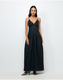 AERE - Bree V Neck Linen Maxi Dress