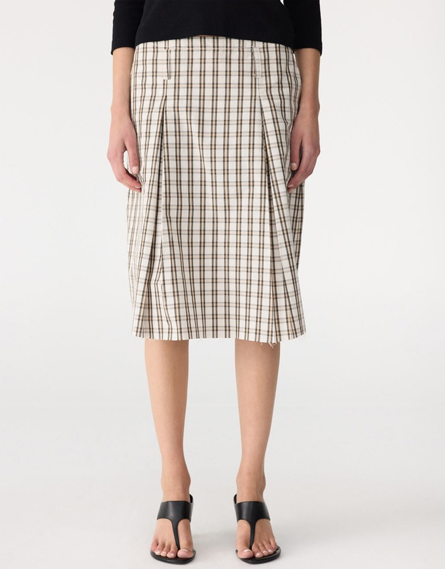 Bassike - Check Box Pleat Detail Skirt