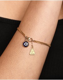 Von Treskow - Cross & Evil Eye Curb Bracelet