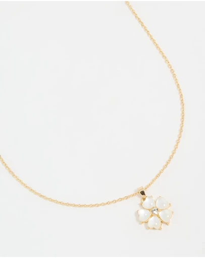 Lovisa - Gold Plated Catseye Flower Pendant Necklace