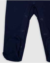 B Free Intimate Apparel - Baby Snap Button Sleepsuit with Booties - 100% Organic Cotton - Navy Koala