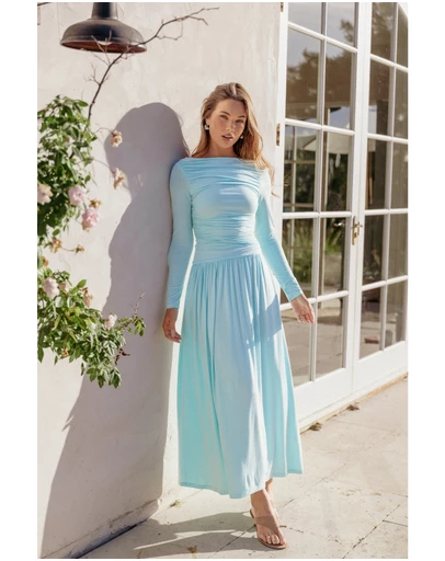 Petal & Pup - Shirley Long Sleeve Maxi Dress - Ice Blue