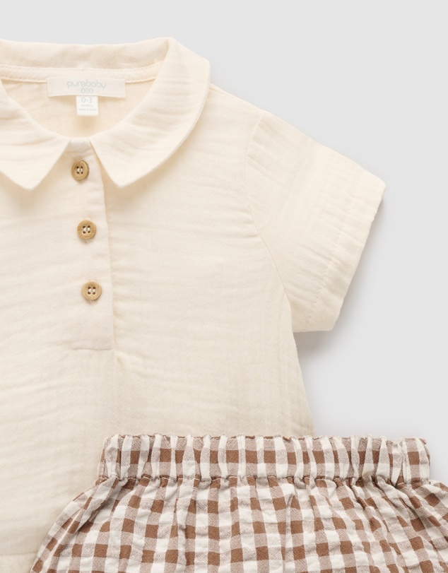 Purebaby - Gingham Set-Kids-Babies