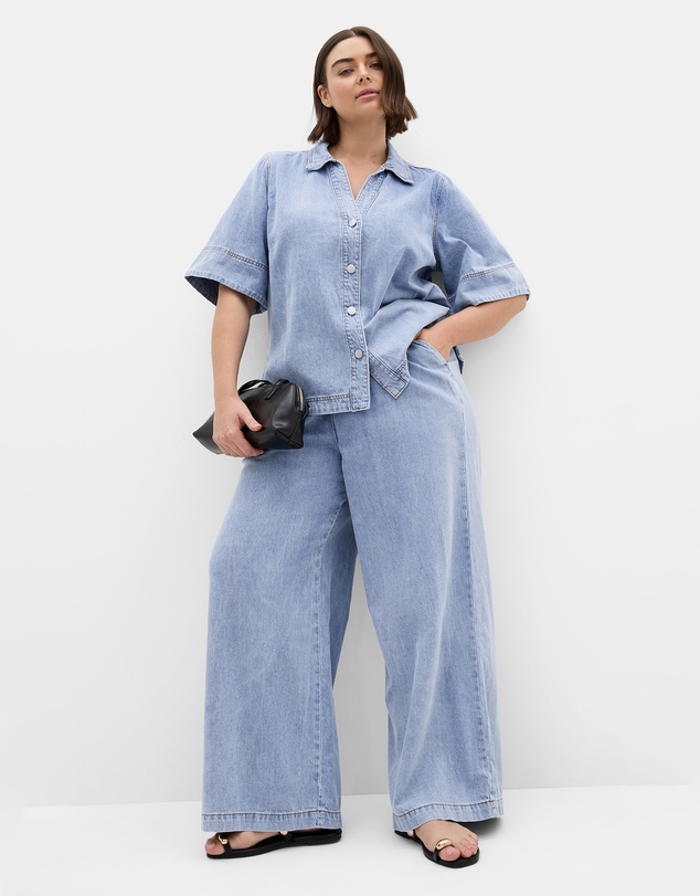 City Chic - Plus size Tiana Cotton Denim Pant - ice wash