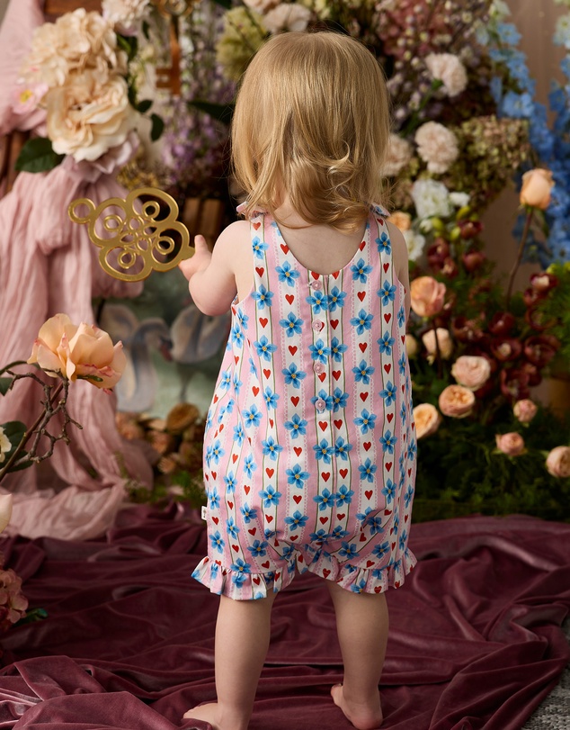 Fleur Harris - 'Heirloom Treasures' Heart Tie Romper in Heart Stripe