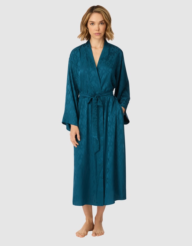 DKNY - Logo Satin Midi-Length Belted Lounge Robe