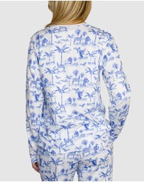 Sant And Abel - Women's Skydog Toile Blue Jersey Long PJ Set