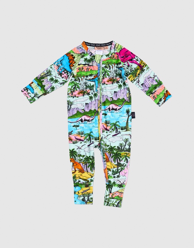 Kip&Co - Jurassic Organic LS Zip Romper - Babies