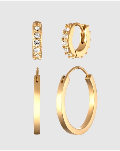 Elli Jewelry - Crystal Earring Set in Gold-Plated 925 Silver