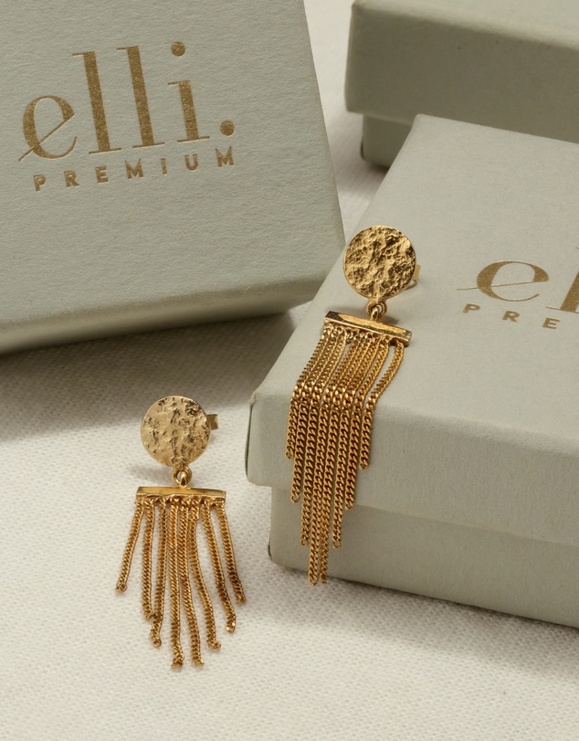 Elli Jewelry - Chain Stud Earrings in Gold-Plated 925 Silver
