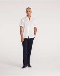 Calibre - Sheer Striped Short Sleeve Shirt White