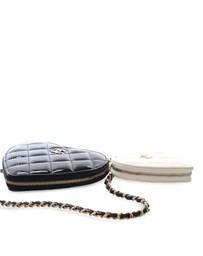 Pre-Loved by Azura Reborn - Pre-Loved Quilted Patent Duo Heart Clutch with Chain