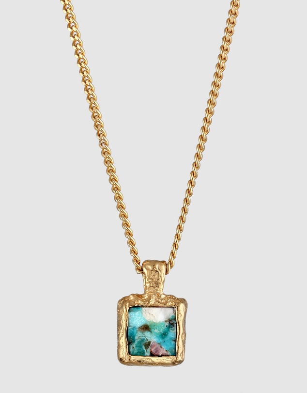Haze & Glory - ICONIC EXCLUSIVE - Necklace Turquoise Square 925 Sterling Silver Gold-Plated