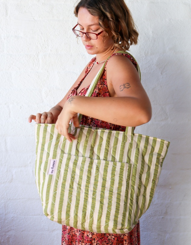 Mosey Me - Pistachio Seersucker Quilted Bag