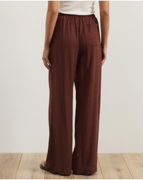 Atmos&Here - Tenley Wide Leg Drawstring Linen Blend Pants