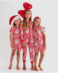 Kip&Co - I Love Christmas Spot Kids Organic Cotton Short Sleeve Tee Frill Short Pyjama Set - Kids