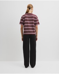 Country Road - Australian Cotton Stripe Cr Logo T-shirt