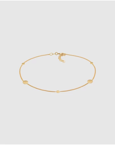 Elli Jewelry - Anklet Coin Trend Timeless Adjustable in 925 Sterling Silver Gold Plated