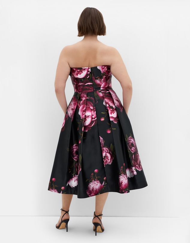 City Chic - Tiffany Bloom Strapless Midi Dress