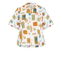 City Chic - Plus Size Amore Print Shirt - creme