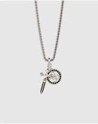GUESS - Silver-Tone Rebel Knight Necklace