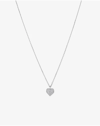 Michael Hill - Cubic Zirconia Closed Heart Pendant Necklace in Sterling Silver